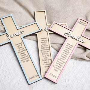 Baptism Cross, Baptism Gift, Wooden Cross, Baby Shower Gift,Nursery Decor, Custom Baptism Gift, Easter Decor,Personalized Sleep Prayer Cross