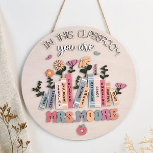 Personalized Teacher 3D Door Hanger, In This Classroom You Are Sign, Floral Teacher Door Sign, Back to School, Door Hanger, Classroom Decor