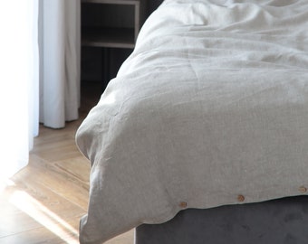 Ensemble naturel de literie de linge, couverture de couette en linge lavée à la pierre avec 2 taies d’oreiller, roi, ensemble de literie de reine