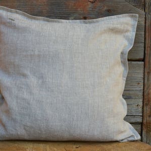 Natural linen pillow cover, gray decorative pillows, sofa pillows, eco friendly pillows, accent pillows 16x16, gray throw pillow image 1