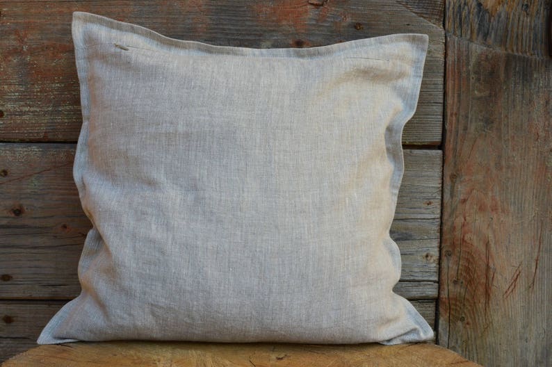 Natural linen pillow cover, gray decorative pillows, sofa pillows, eco friendly pillows, accent pillows 16x16, gray throw pillow image 1