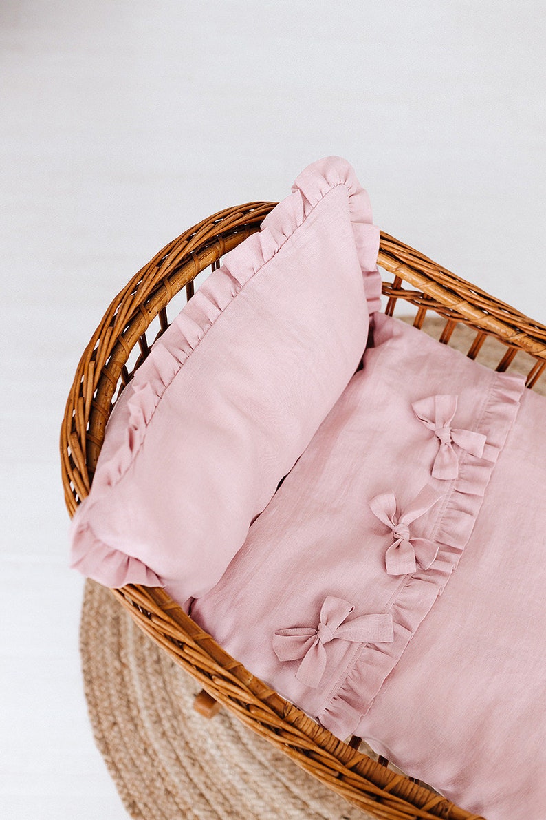 Linen Baby Bedding Set Blush Pink Toddler Bedding Set Etsy