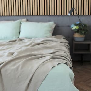 Rustic Linen Bedspread - Softened Washed Pure Linen Throw Quilt in Natural Color - Pure linen blanket