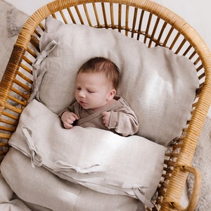 Natural Linen Bedding for Baby Toddler Children, Pure Linen Bedding Duvet Cover and Pillowcase for Crib image 3