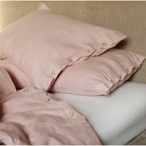 Linen bedding set blush pink. King, Queen linen duvet cover with 2 pillowcases image 2