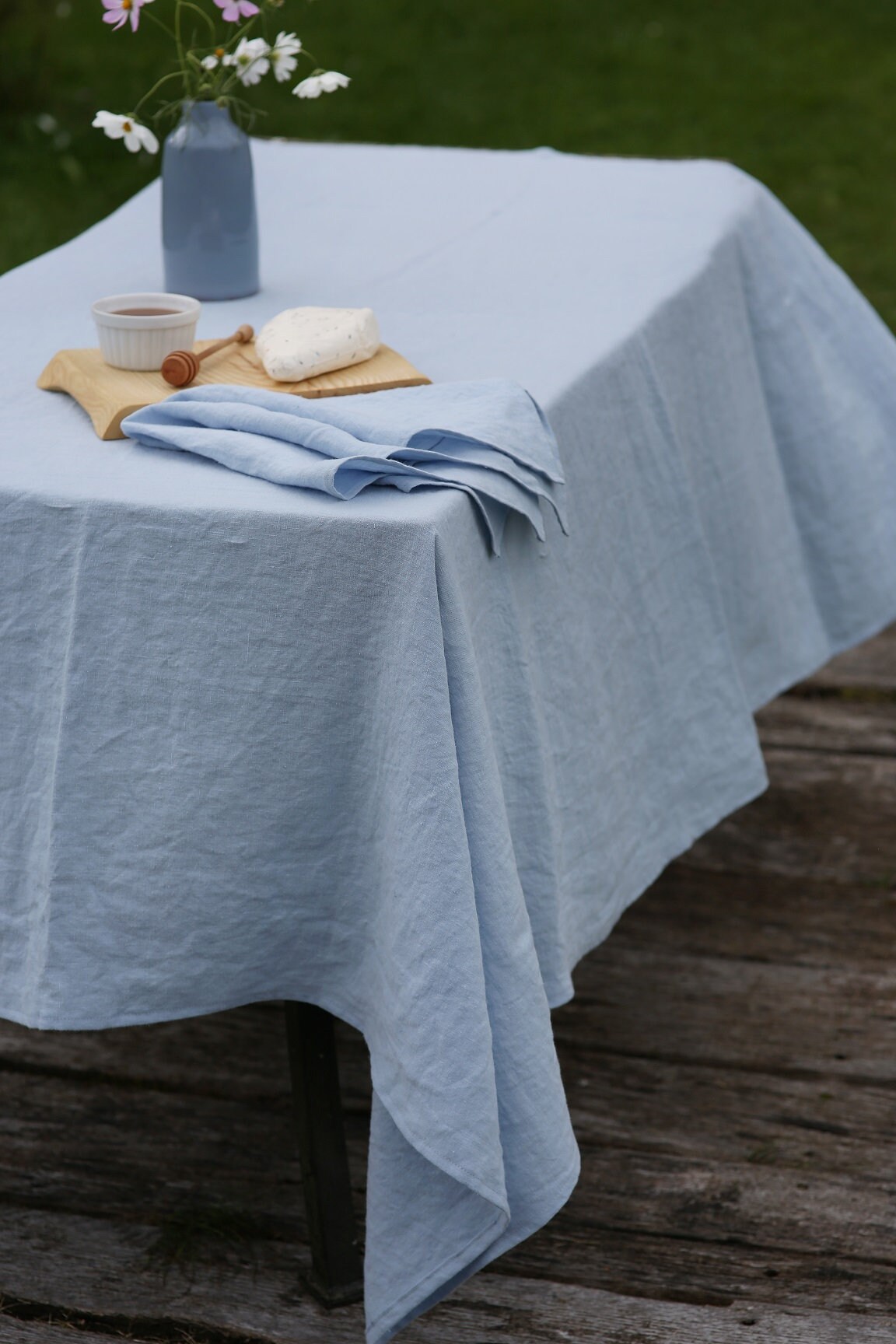 Blue linen tablecloth handmade from stonewashed linen many Etsy
