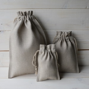 Linen bag, linen gift bag, small gift bag, natural linen bag, gift wrapping, handmade bag, jewelry bag, french linen, rustic wedding bag image 6