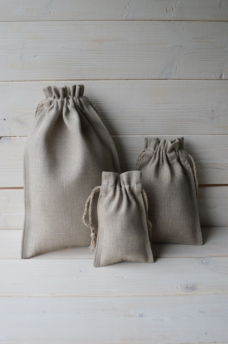 Linen bag, linen gift bag, small gift bag, natural linen bag, gift wrapping, handmade bag, jewelry bag, french linen, rustic wedding bag image 6