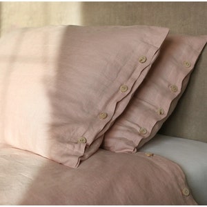 Blush pink linen bed set, linen duvet cover, pillow case image 3