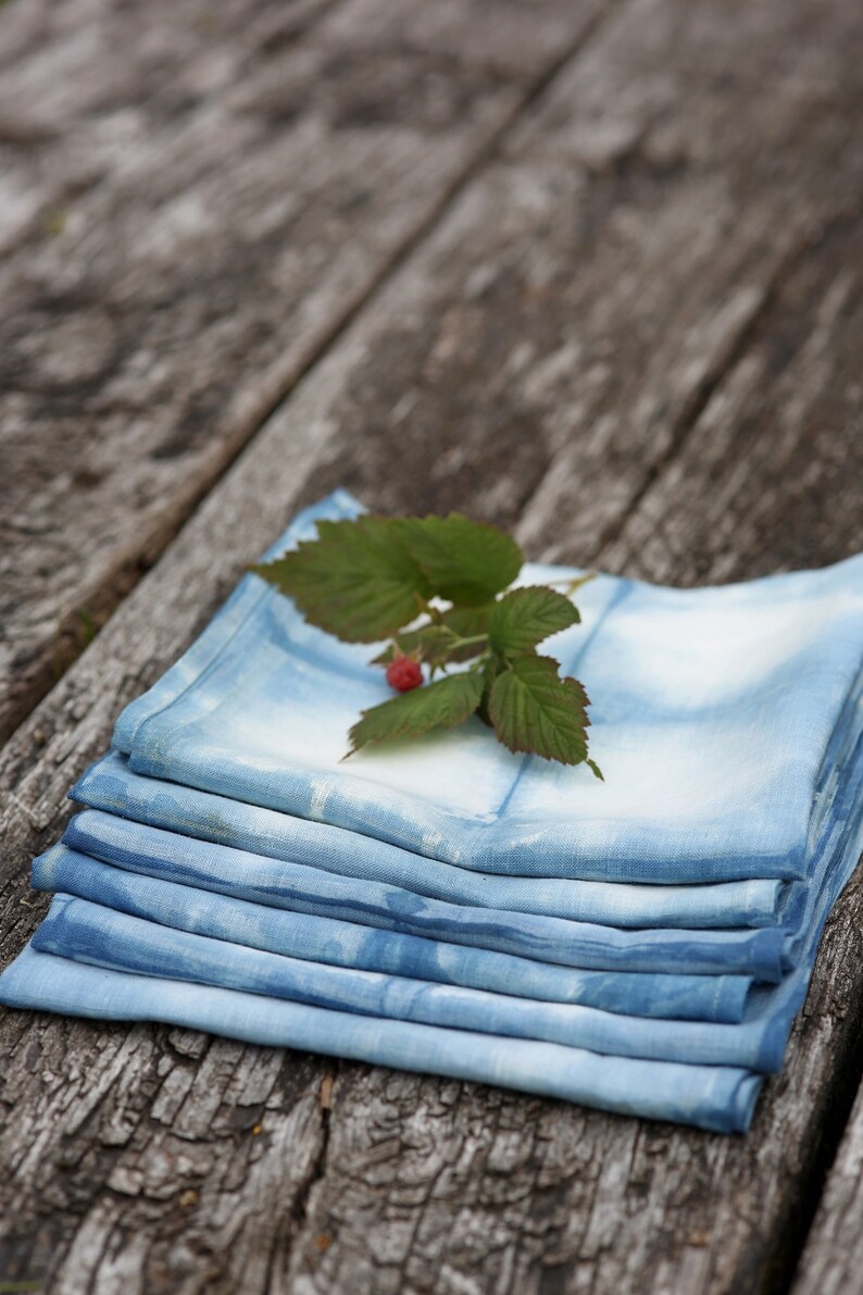 Linen Napkins Blue Linen Napkins Set of 6 Napkins Cloth Etsy