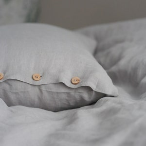 Blush pink linen bed set, linen duvet cover, pillow case image 4