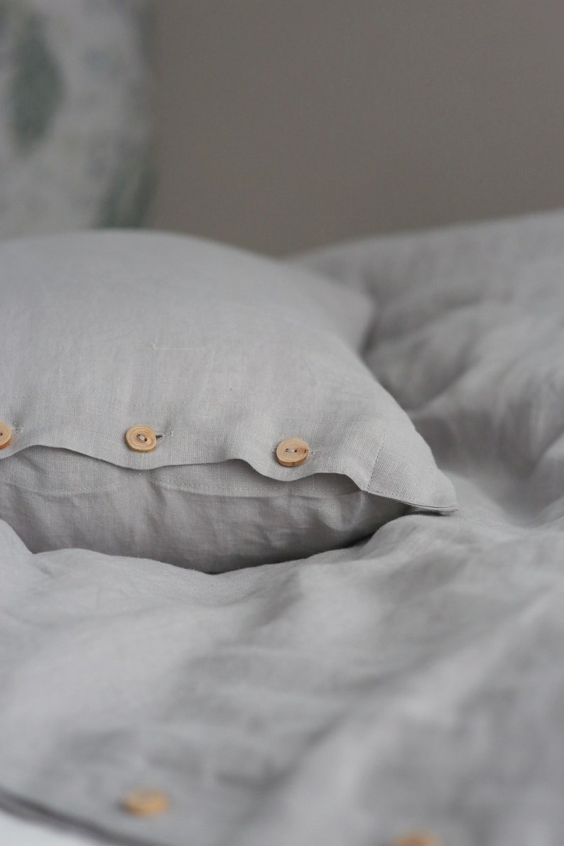 Blush pink linen bed set, linen duvet cover, pillow case image 4