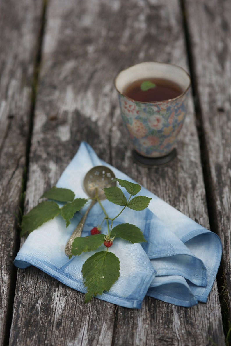 Linen Napkins Blue Linen Napkins Set of 6 Napkins Cloth Etsy