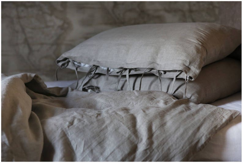 Natural organic gray linen duvet cover stone washed super soft 100% european flax single king queen image 2