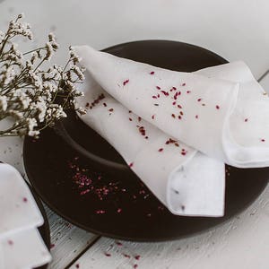 Wedding napkins, white linen napkins, white napkins, cocktail napkins, holiday napkins, reusable napkins, natural linen napkins image 5