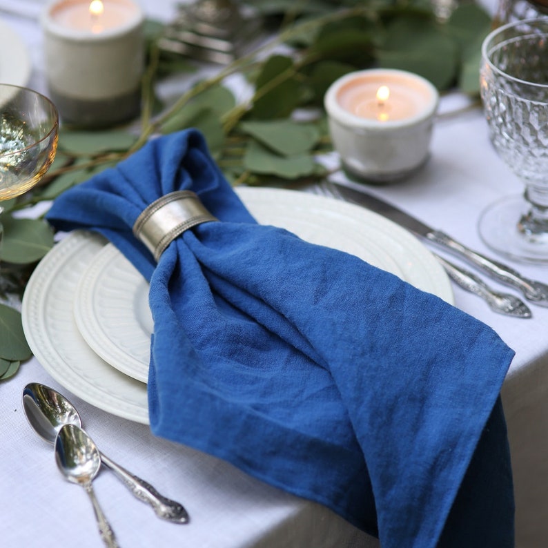 Blue Linen Napkins Set of Napkins Wedding Napkins Linen Etsy