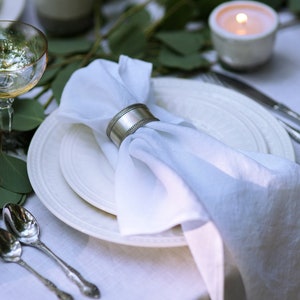 White wedding tablecloth made from stonewashed linen Party table top Restaurant table image 5