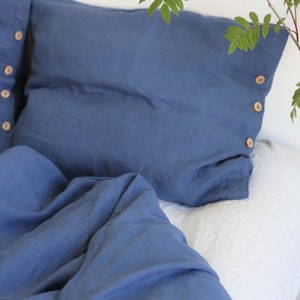 3 piece linen bedding set in blue color Linen duvet cover and 2 pillowcases Linen bedding Queen Linen bedding King image 2