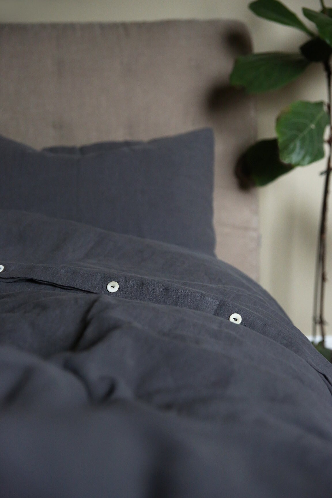 Stonewashed linen bed set, king duvet cover 240 x 220 cm, linen pillow cover,  gray duvet cover, softened linen, natural bedding, bedding