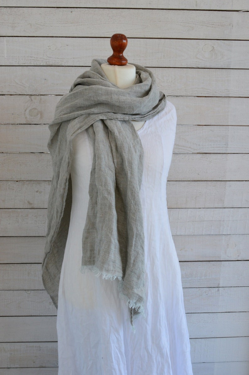 Organic Linen Scarf Natural Linen Scarf Extra Large Linen Etsy Canada