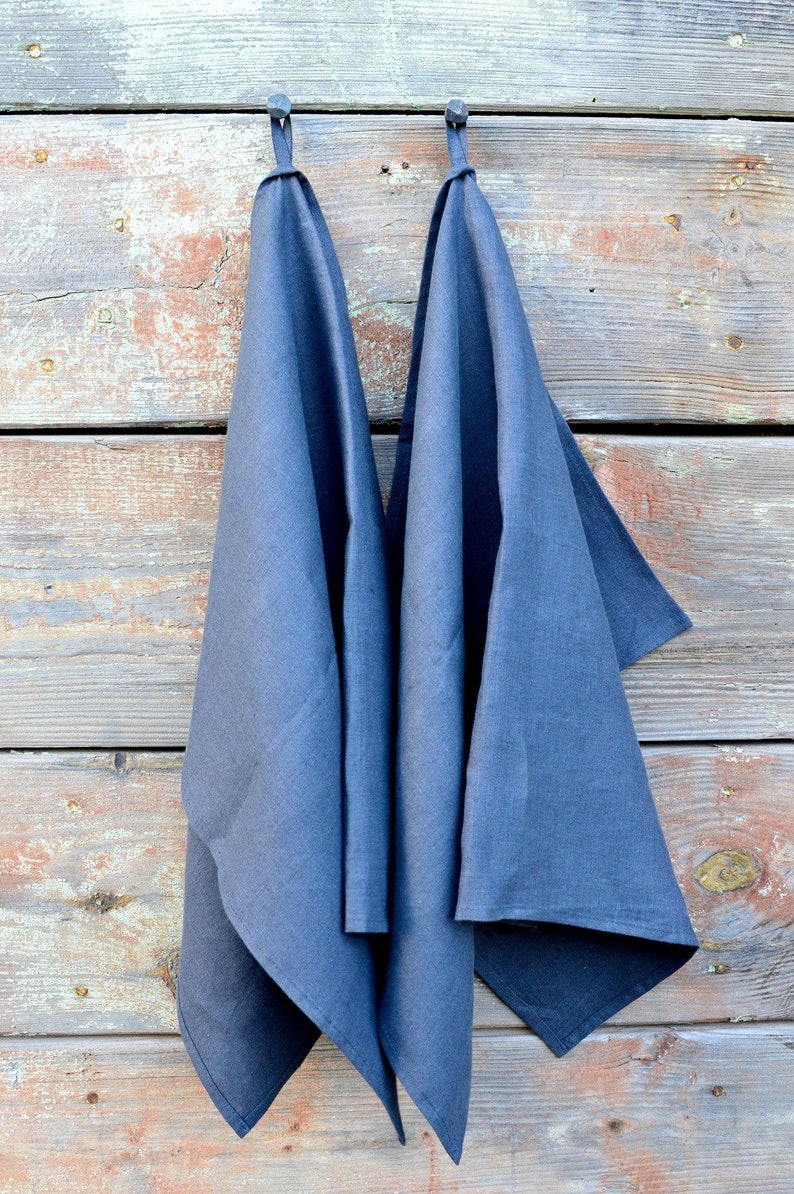 Linen Dish Towels Set of / Linen Tea Towels / Gray Kitchen Etsy