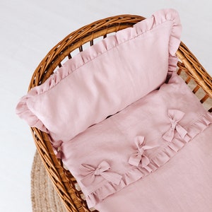 Linen baby bedding set - Blush pink toddler bedding set
