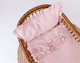 Linen baby bedding set - Blush pink toddler bedding set