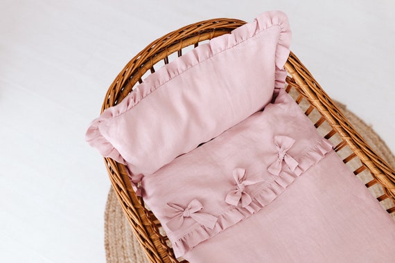 Linen baby bedding set - Blush pink toddler bedding set
