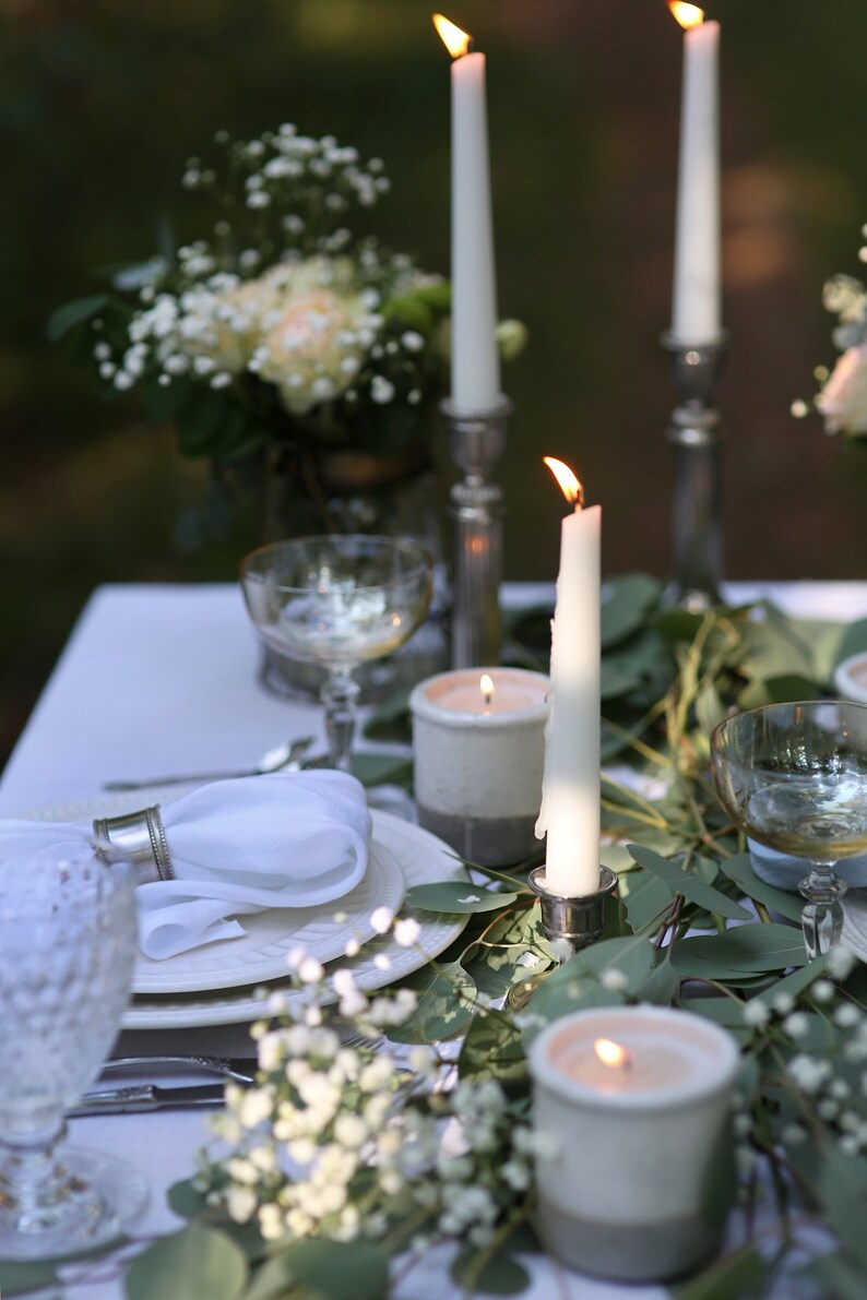 White wedding tablecloth made from stonewashed linen Party table top Restaurant table image 4