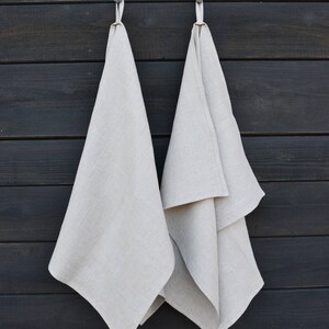 Organic kitchen towels set of 2 - flax dish towel - linen hand towels - soft washed linen - natural towels - rustic linen towels image 8