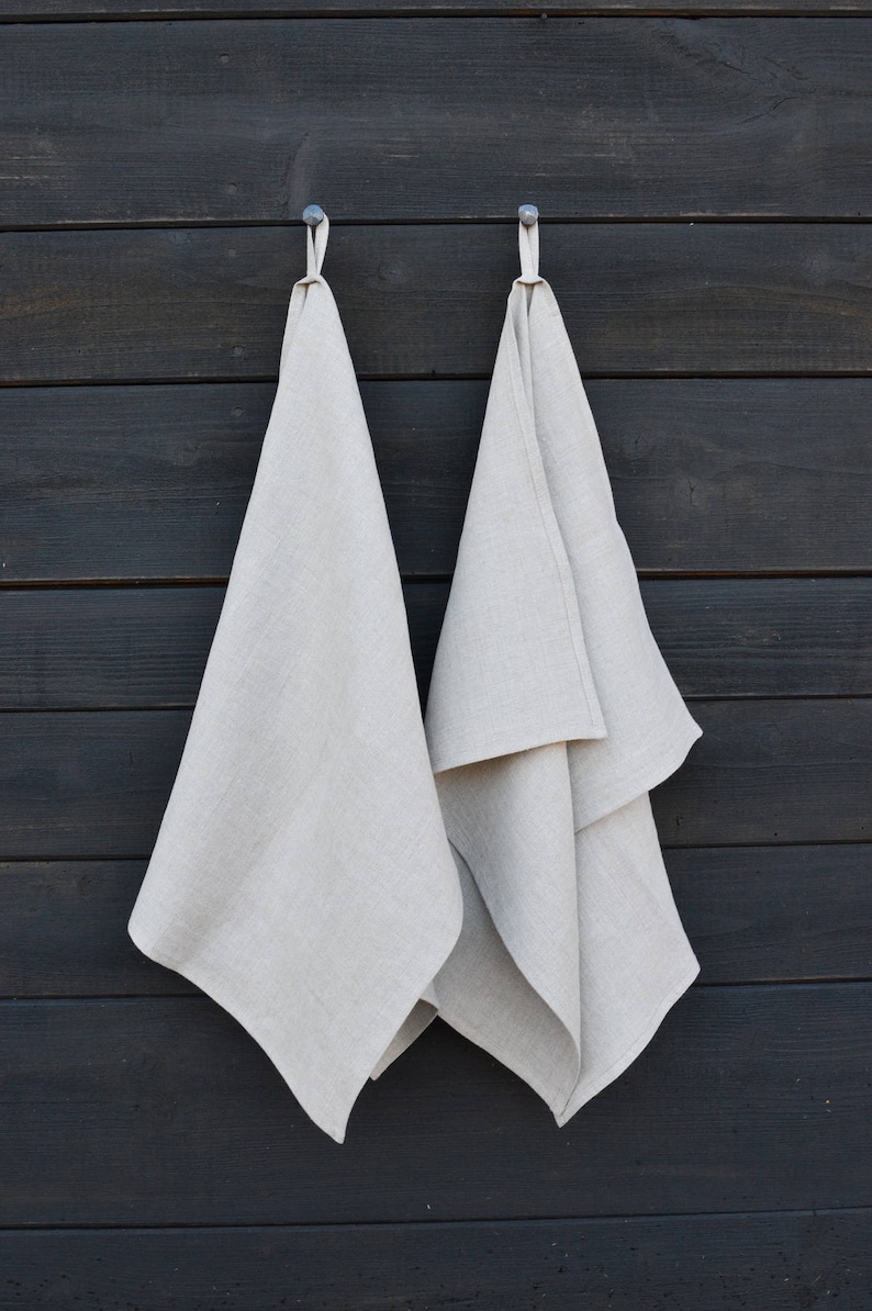 Organic kitchen towels set of 2 - flax dish towel - linen hand towels - soft washed linen - natural towels - rustic linen towels image 8