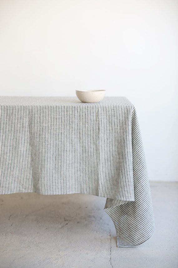 Black and white on sale linen tablecloth