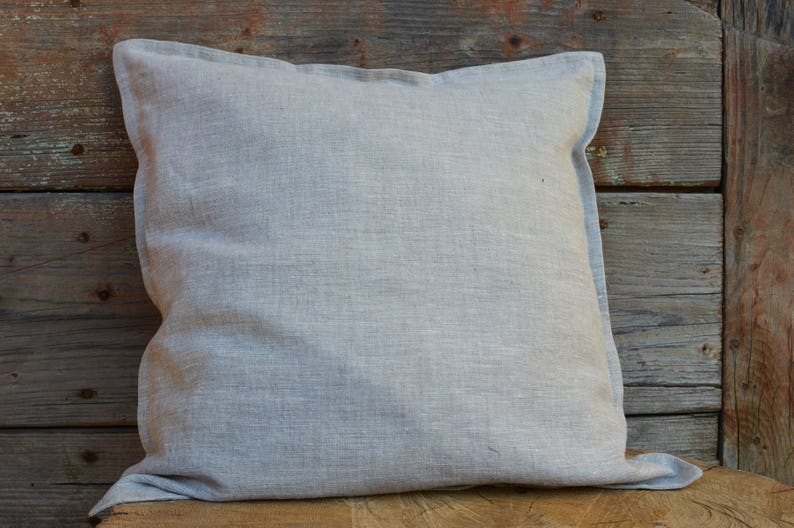 Natural linen pillow cover, gray decorative pillows, sofa pillows, eco friendly pillows, accent pillows 16x16, gray throw pillow image 6