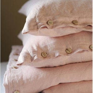 Linen bedding set blush pink. King, Queen linen duvet cover with 2 pillowcases image 1