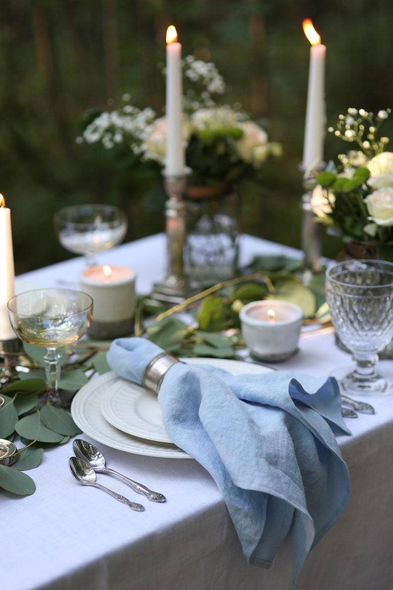 Linen Napkins Wedding Napkins Blue Linen Napkins Wedding Etsy