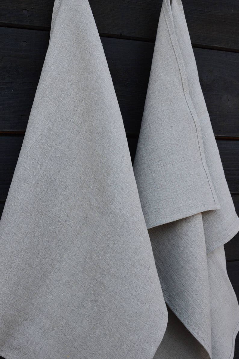 Organic kitchen towels set of 2 - flax dish towel - linen hand towels - soft washed linen - natural towels - rustic linen towels image 2