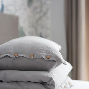 Natural organic gray linen duvet cover stone washed super soft 100% european flax single king queen image 8