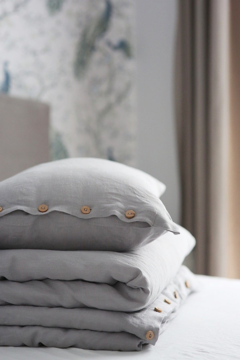 Linen bedding set blush pink. King, Queen linen duvet cover with 2 pillowcases image 3
