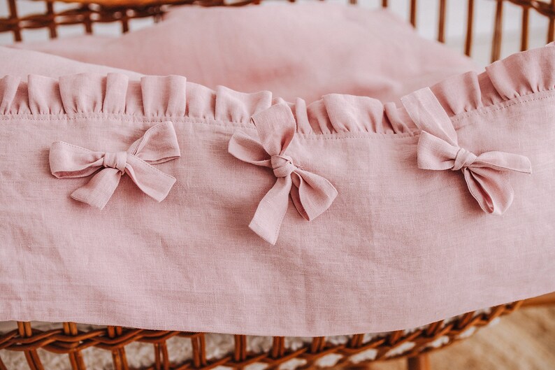 Linen Baby Bedding Set Blush Pink Toddler Bedding Set Etsy