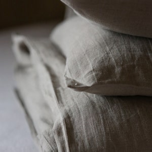 Natural organic gray linen duvet cover stone washed super soft 100% european flax single king queen image 1