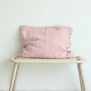 Pink pillow cover, linen pillow case, linen bedding, standard, queen, king, custom size pillow cover
