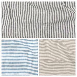 Striped linen bedding set. Blue and white striped duvet cover with pillowcases. image 10