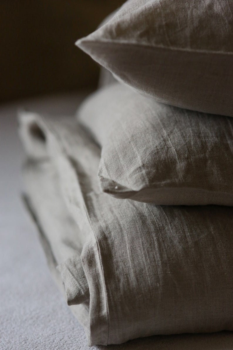 Blush pink linen bed set, linen duvet cover, pillow case image 6