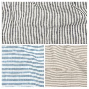 Striped blue linen duvet cover and pillowcases Blue linen bedding set Queen king bedding image 8