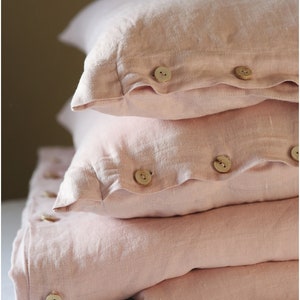 Blush rosa Bettwäsche-Set, Leinen Bettbezug, Kissenbezug Bild 1