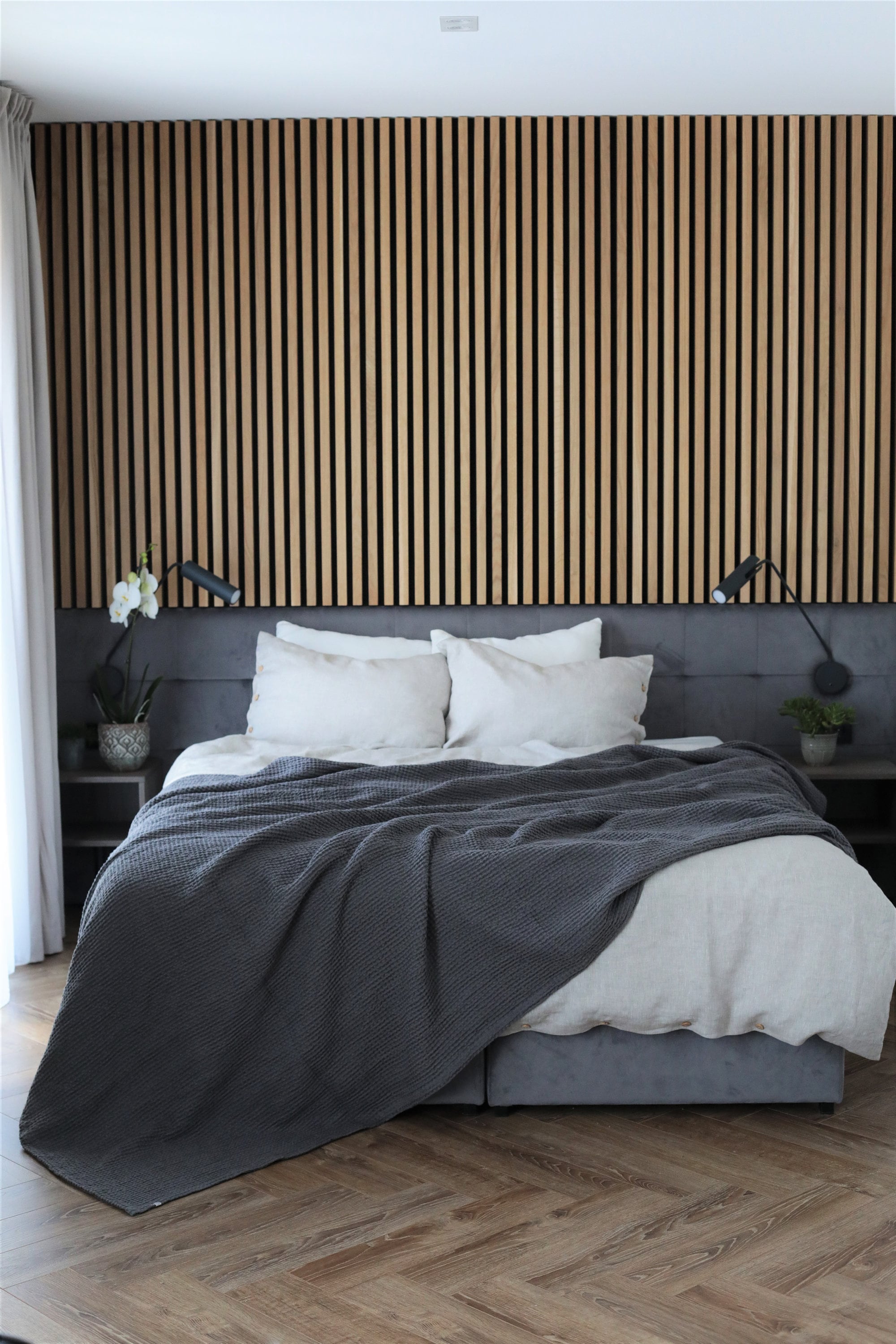 Linen Bed Cover in Dark Grey, Waffle Texture Linen Throw Blanket, Comforter Linen Waffle Coverlet, Linen Quilt King