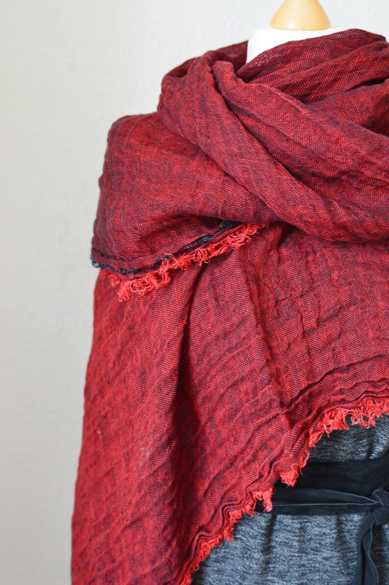 Red Linen Shawl Linen Wrap Women Shawl Etsy