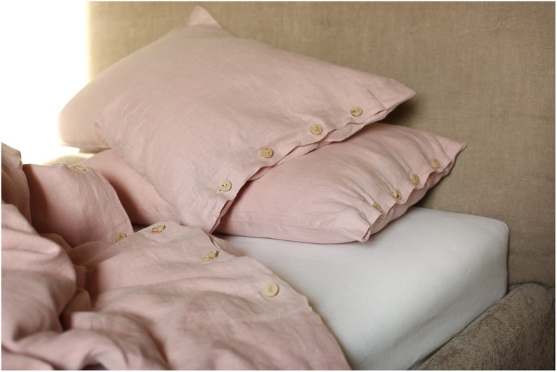Linen duvet cover blush pink linen beding softened linen Etsy