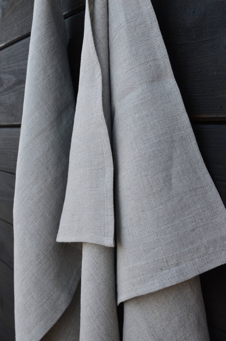 Organic kitchen towels set of 2 - flax dish towel - linen hand towels - soft washed linen - natural towels - rustic linen towels image 3