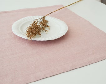 Linen table mats set - Softened linen dinner set - Blush pink linen placemats - Sets of 2 linen placemats -  Double linen placemats